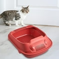 thumbnail image 3 of Cat Litter Box, High Sided Deep Toilet Durable Cat Sand Box Large Bedpan Kitten Toilet for Indoor Cats Pets Supplies Easy to Clean and Assemble Red 30x41x16cm, 3 of 5
