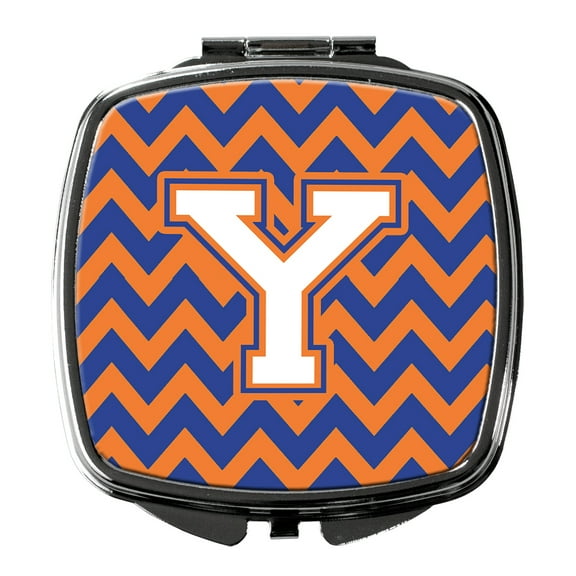 Letter Y Chevron Blue and Orange 3 Compact Mirror CJ1060-YSCM