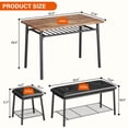thumbnail image 3 of Kojooin Dining Table for 2 with Storage Rack, Small Kitchen Table for 2 with Metal Frame, Square Table with Upholstered Chairs Set of 2, 3-Piece Dining Room Set for Small Space, Apartment, 3 of 8