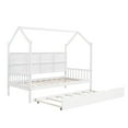 thumbnail image 5 of Harper & Bright Designs Twin Size House Bed with Trundle and Storage Shelves Montessori Bed Wood Playhouse Tent Bed Frame for Girls Boys, White, 5 of 12