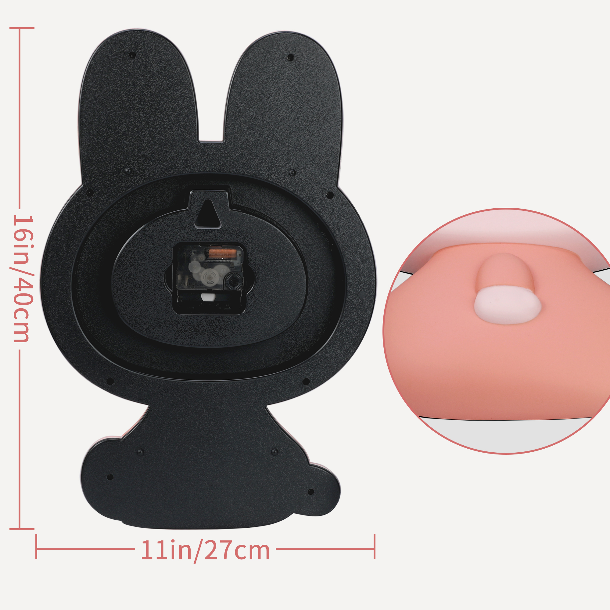 Unique Bargains 1pc Cute 3D Cartoon Rabbit Bunny Wall Clock 16" x 11" x 2.1" White
