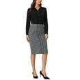 thumbnail image 2 of INSPIRE CHIC Women's Tweed Skirt Elegant High Waist Button Decor Knee Length Office Pencil Skirts, 2 of 6