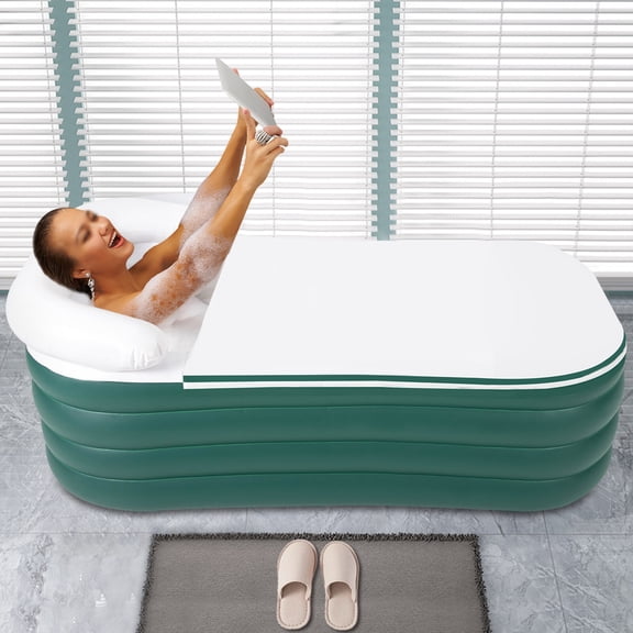 DENEST Inflatable Bathtub Hot Water Bath Spa Adult Bath Tub w/ Electric Air Bump Green
