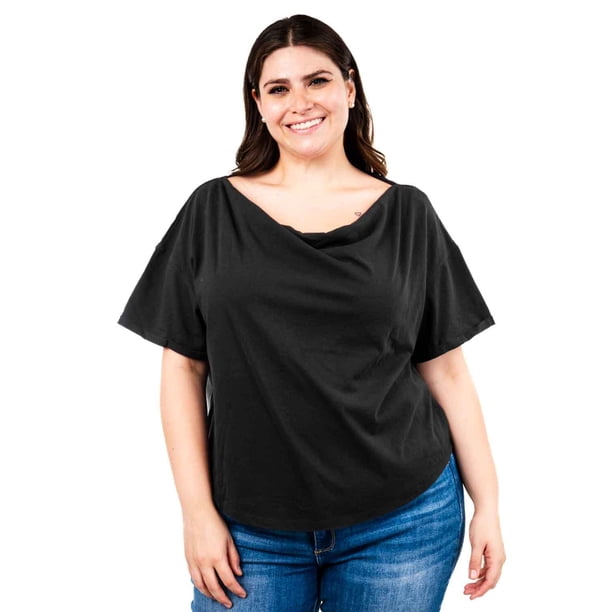 Blusa escote drapeado Roman Fashion Talla Extra 228 Negro 38