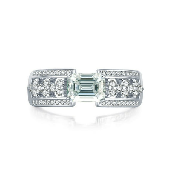 Dazzling 1 Carat Moissanite Rings for Women Emerald Cut D Color VVS1 S925 Silver Lab Created Diamond Rings Perfect for Daily Wear Parties Wedding Birthday with Certificate