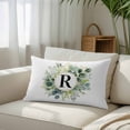 thumbnail image 6 of Letter R Throw Pillow Covers Alphabet Green Eucalyptus Leaves Plant Simple Decorative Lumbar Pillow Cover Rectangle Cushion Case for Sofa Couch Bed Living Room Bedroom 20 X 26 Inches, 6 of 9