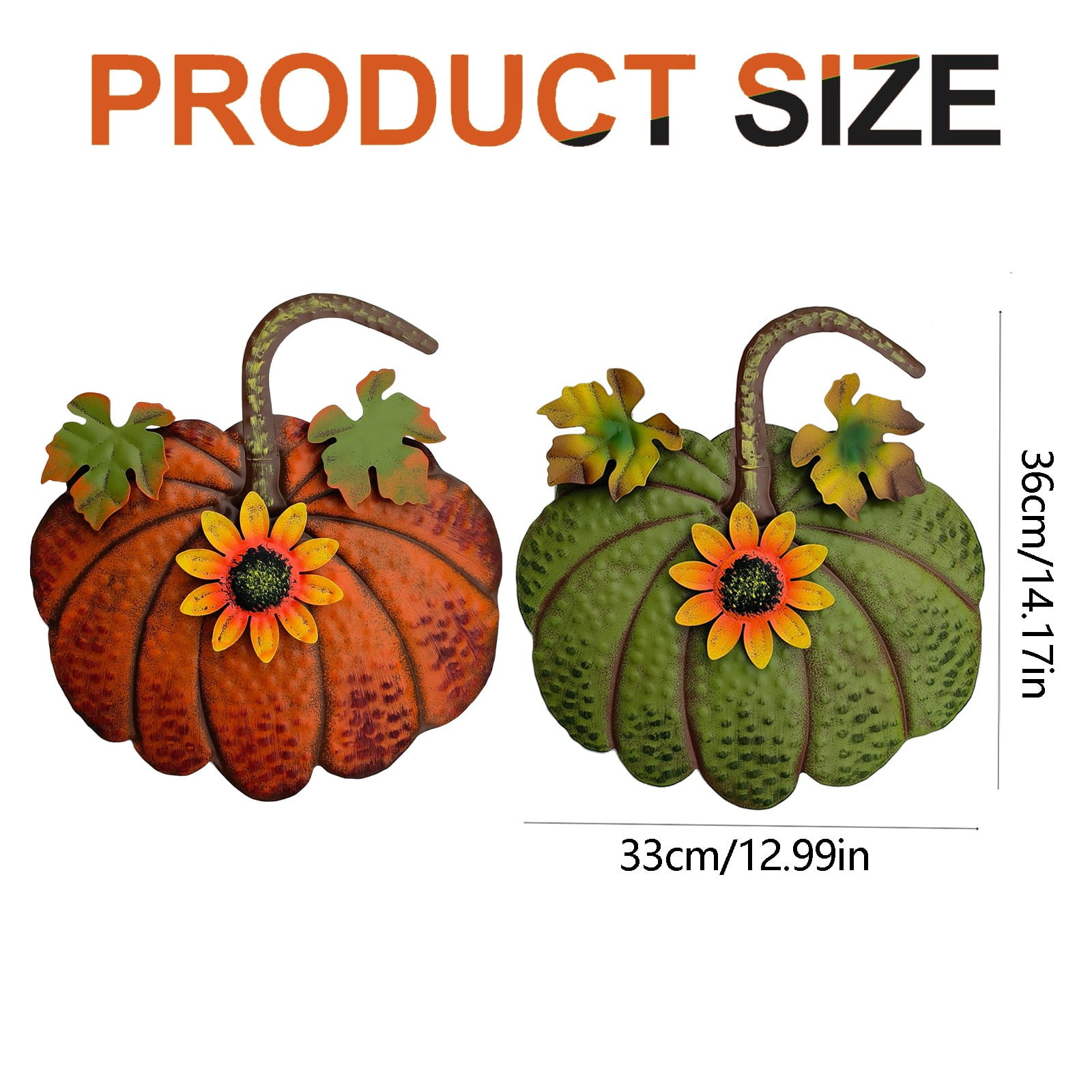 ZLBDYG Rustic Metal Pumpkin Hanging Decoration & Stake Garden Outdoor Decor - Fall Thanksgiving Yard Sign with Green Stem for Lawn Pathway Porch Autumn Festival Seasonal Decoration