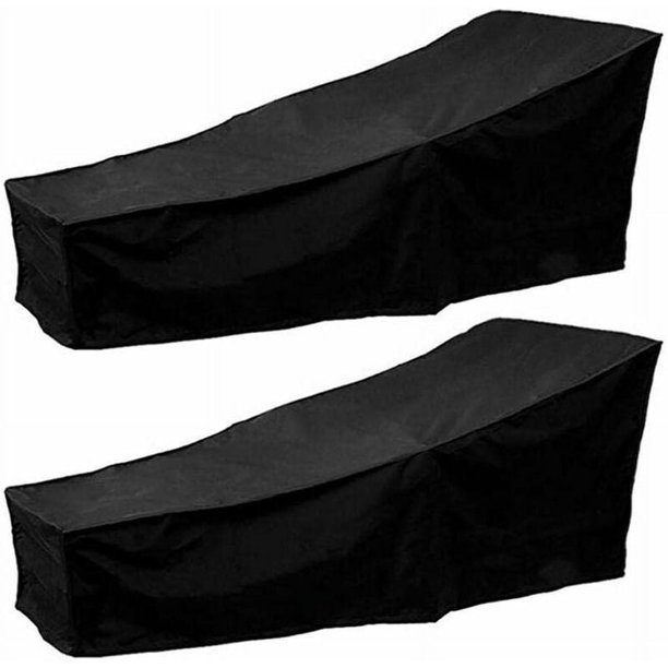 Funda para muebles de jardín Funda para tumbona de jardín en Oxford 210d Lona impermeable para exteriores Funda protectora para tumbona Funda anti-UV/viento/polvo Negro (210 * 75 * 80-40 cm) (2 pieza