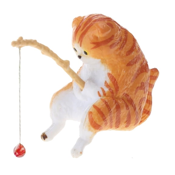 Yammee Fish Tank Landscaping Cartoon Fishing Cat Ornaments Aquarium Accessories Household Supplies Home Office Decorations