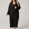thumbnail image 5 of Plus Size Satin Nightgown and Robe Sets for Women 2 Piece Sexy V-Neck Silk Dress Long Chemise Sleepwear Pajamas with Belt, 5 of 5