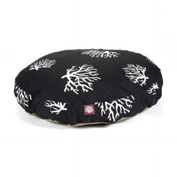 36 in. Coral Round Pet Bed - Black