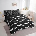 thumbnail image 3 of Manfei Children Happy Halloween Bedding Comforter Set 7pcs, Cartoon Bats Full Bedding Set, Black and White Fitted Sheet Flat Sheet, Ultra Soft Home Decor, 3 of 8