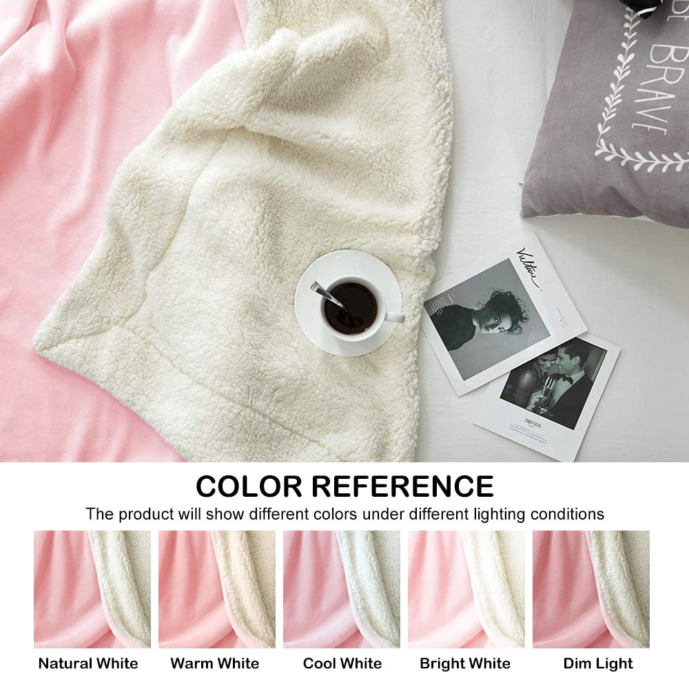 Sherpa Fleece Throw Blanket, Twin Size Soft Fuzzy Throw Blankets, Pink Warm Blanket, Cozy Fluffy Comfy for Sofa, Couch, Bed, Camping, Travel, 60" x 80"