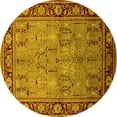 thumbnail image 1 of Ahgly Company Machine Washable Indoor Round Oriental Yellow Industrial Area Rugs, 5' Round, 1 of 4