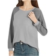 thumbnail image 1 of MeetoTime Hauts Décontractés pour Femmes Automne 2024 Col Rond Manches Longues T-Shirts Amples Épaules Tombantes, 1 of 5