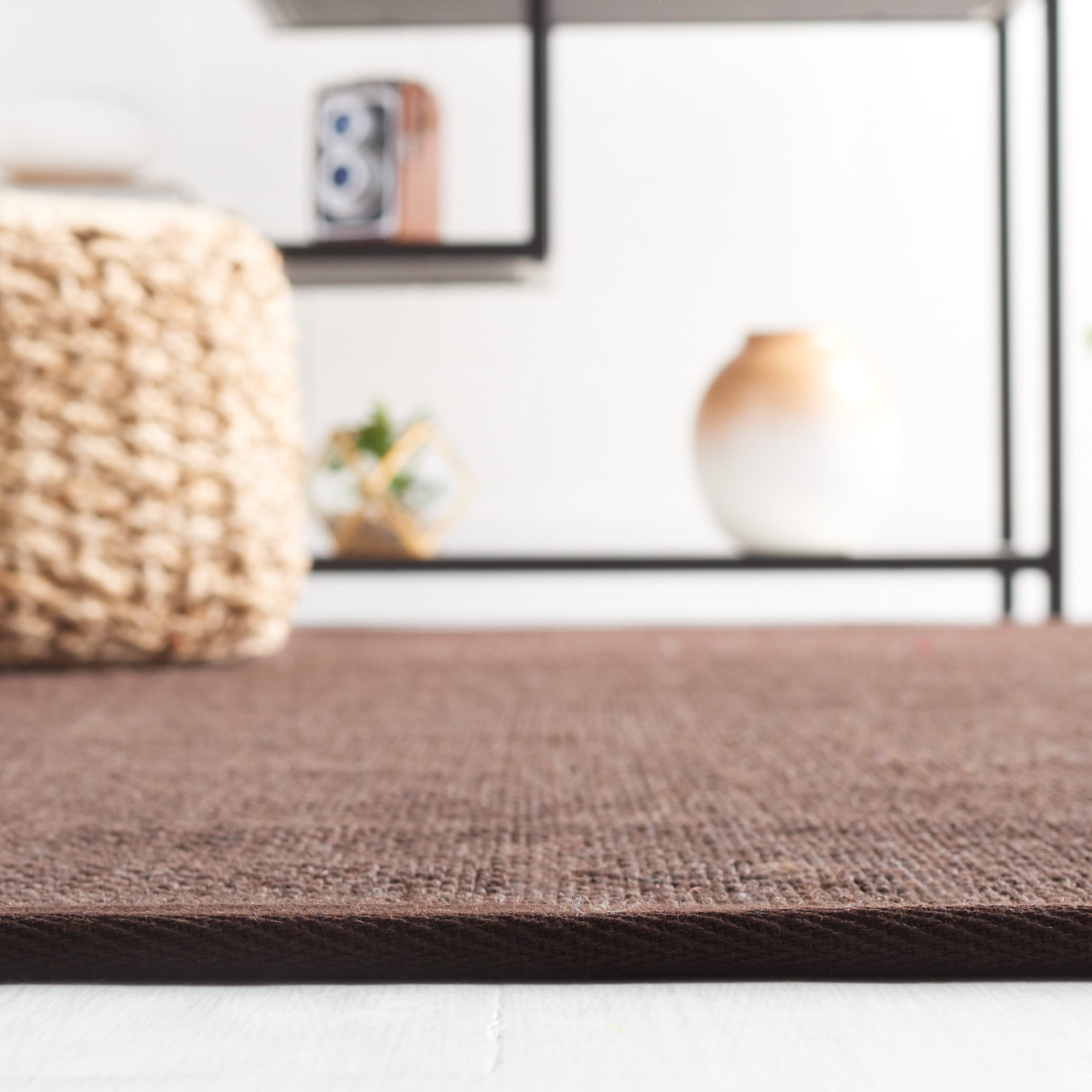SAFAVIEH Natural Fiber Cindy Solid Runner Rug, Chocolate/Dark Brown, 2'6" x 10'