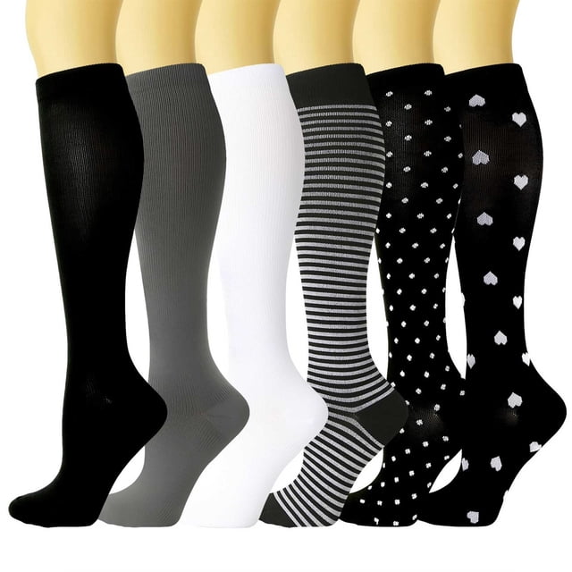 WEAIXIMIUNG Bas de Compression pour Femmes 15-20 Mmhg Bas de Compression de Sport pour Adultes Bas de Sport Bas Élastiques Bas Bas de Compression