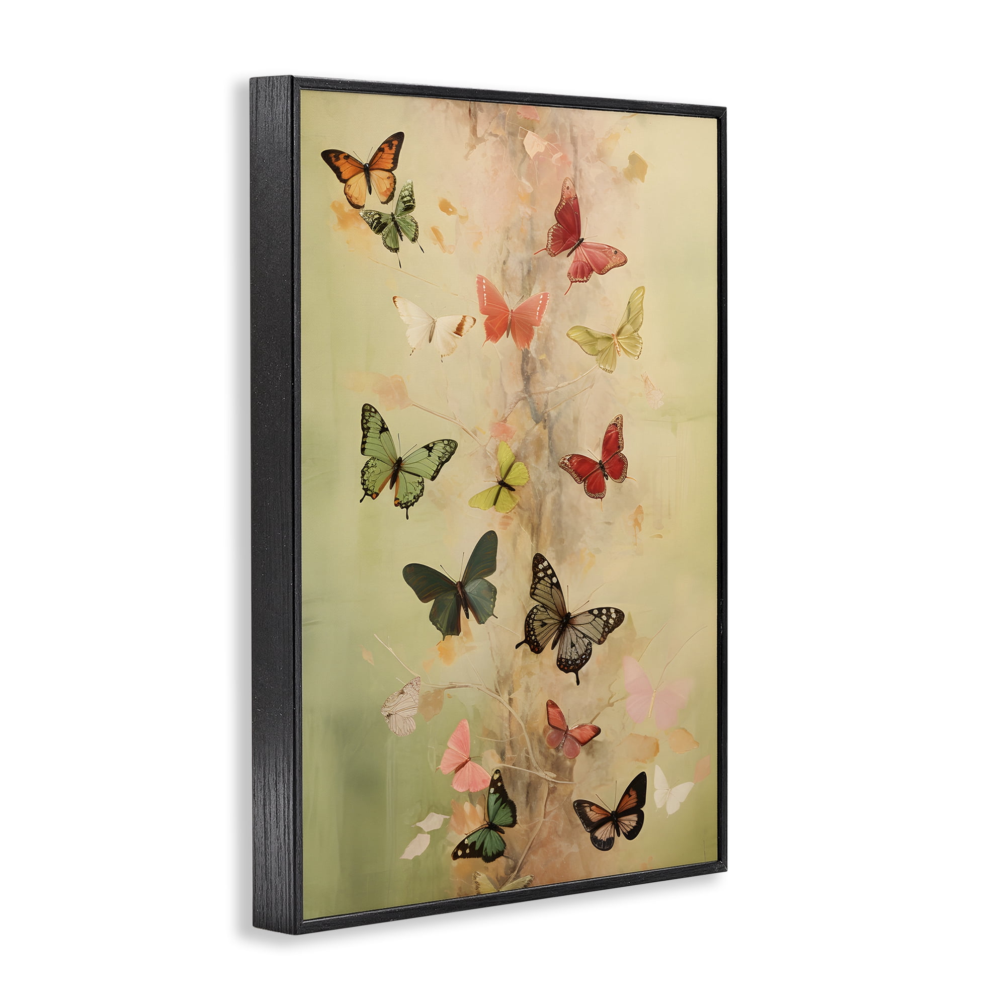 Stupell Industries Fluttering Butterfly Array Animals & Insects Painting Black Framed Art Print Wall Art, 12 x 18