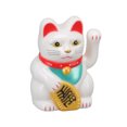 thumbnail image 2 of Yajisi 2 Inch Chinese Lucky Cat Fortune Decoration Waving Arm Solar Powered Figurine for Home Office Car Desk Ornament, White, Sit Up Straight, 2 of 5
