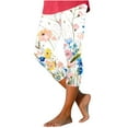 thumbnail image 5 of jjayotai Boho Floral Print Leggings for Women, Trendy Art Painting Beach Summer Fall Clothes Yoga Pants High Waisted Capri Trousers, 5 of 7
