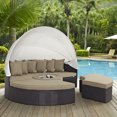 thumbnail image 4 of Modern Contemporary Urban Design Outdoor Patio Balcony Canopy Umbrella Daybed Sofa, Brown, Rattan, 4 of 6