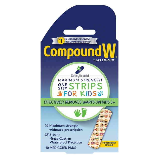 Tiras eliminadoras de verrugas Compound W One Step Kids, 10 tiras