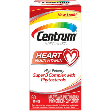 Centrum Specialist Heart Adult (60 Count) Multivitamin / Multimineral Supplement Tablet, Vitamin D3, C, B-Vitamins with (Best Supplements For Heart Health)