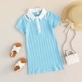 thumbnail image 2 of Inadays Little Girl Summer Dress  Short Sleeve Casual Collar Button Front Polo Dress 4T, 2 of 7