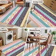 thumbnail image 5 of 4'x6' Area Rugs, Bohemia Ethnic Indoor Outdoor Area Rug for Living Room Bedroom, Boho Tribal Teal Orange Purple Stripes Leaves Washable Bathroom Rugs Kitchen Floor Carpet Mats Home Decor Aesthetic, 5 of 8