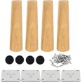 thumbnail image 1 of Juego de 4 patas de madera para muebles, patas de cama, 15 cm, patas rectas para mesa de centro, patas para muebles de cocina, acabado en nogal, con accesorios de instalación para sillón, mesita de, 1 of 5