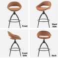 thumbnail image 5 of Karl home Counter Height Bar Stools Set of 2, 360° Swivel Modern PU Leather Upholstered Barstools with Backs & Adjustable Feet, 26" H Seat Height (Brown), 5 of 17