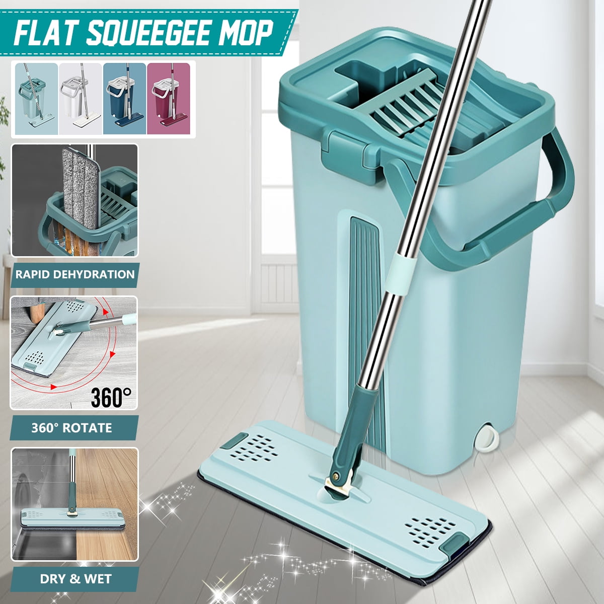 Dry & Wet 360 ° Roatation Automatic Spin Mop Dust Fast Dry Flat Mop Floor Dry & Wet 360 ° Roatation Automatic Spin Mop Dust Fast Dry Flat Mop Floor