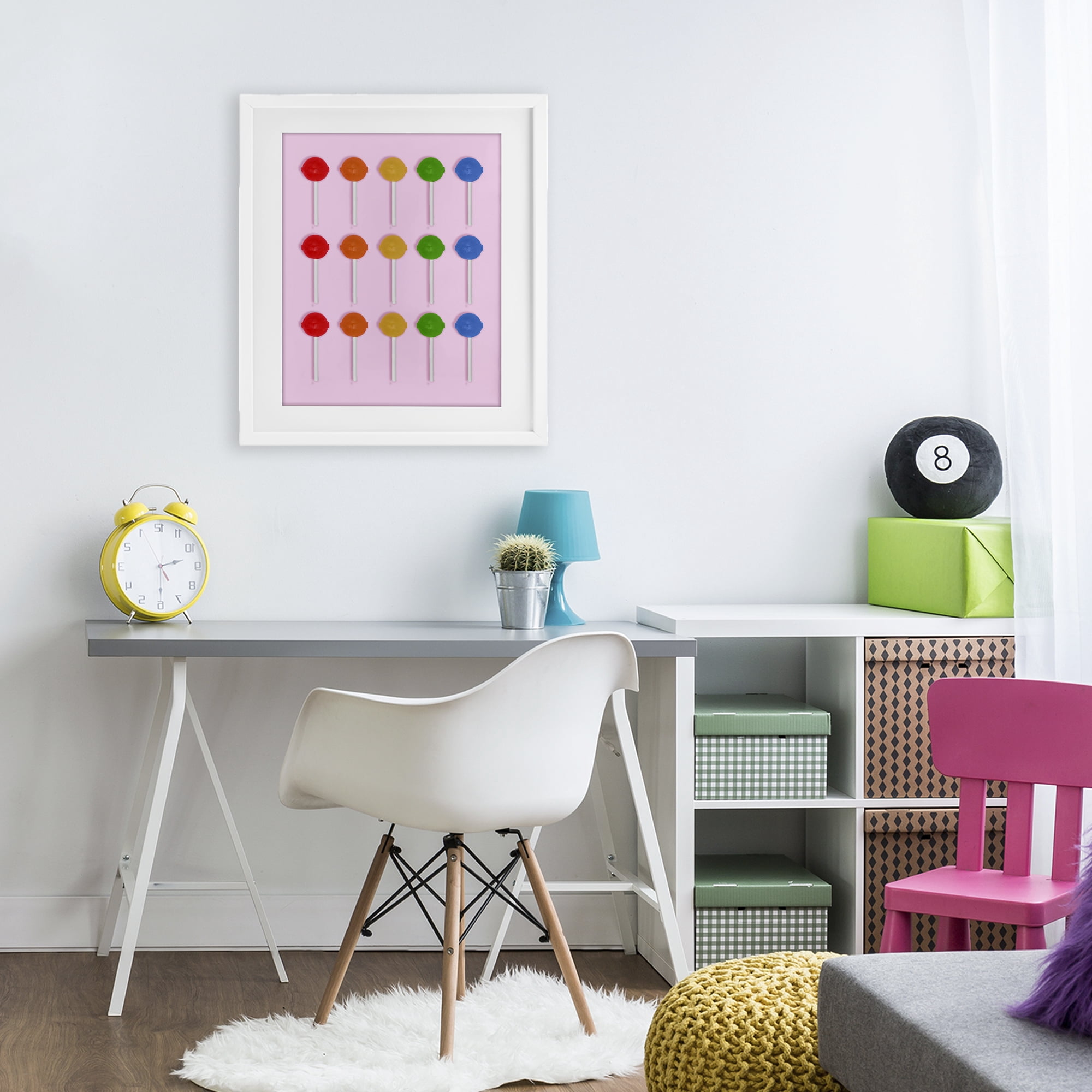 Stupell Industries Candy Pops on Light Pink White Framed Print Under Glass, design by LISH Creative