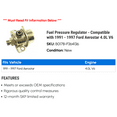 thumbnail image 2 of Fuel Pressure Regulator - Compatible with 1991 - 1997 Ford Aerostar 4.0L V6 1992 1993 1994 1995 1996, 2 of 2