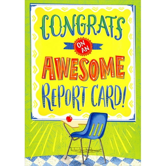 Designer Greetings Awesome Report Card Congratulations Card for Kids / Children
