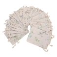 thumbnail image 1 of 20pcs Linen Drawstring Pouch Flower Pattern Multi Purpose Bag Gift Storage Bag, 1 of 4