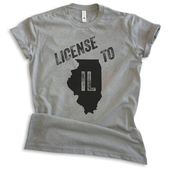 License To Il Illinois Shirt, Unisex Women's Men's Shirt, Chicago Shirt, Midwest Shirt, Dark Heather Gray, Medium