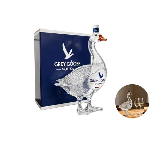 2026 New 3D Grey Goose Whisky Bottle 30th Anniversary 1996-2026, Unique Sculpted Glass Vodka Decanter With Box for Home Bar Display (1PCS Grey Goose A)