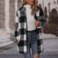 thumbnail image 6 of IROINNID Women's Shacket Coat Long Sleeve Plaid Turndown Lapel Outwear, Comfy Regular Plaid Bubble Down Plush Plaid Coat, 6 of 9