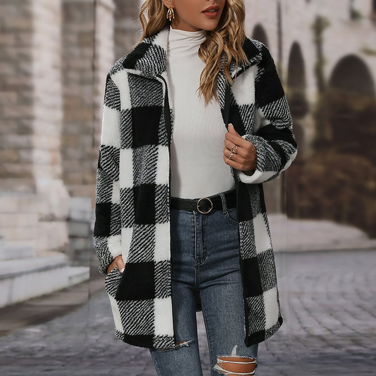 Long Plaid Coat with Pockets in 6 Colors