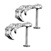 2Pcs Skull Labret Studs Stainless Steel Piercing Jewelry Lip Eyebrow Nose