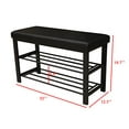 thumbnail image 3 of Finnhomy Entryway Shoe Rack with Cushioned Seat, 2 Shelves Storage Bench w/Faux Leather Top Bed Bench, Black, 3 of 5