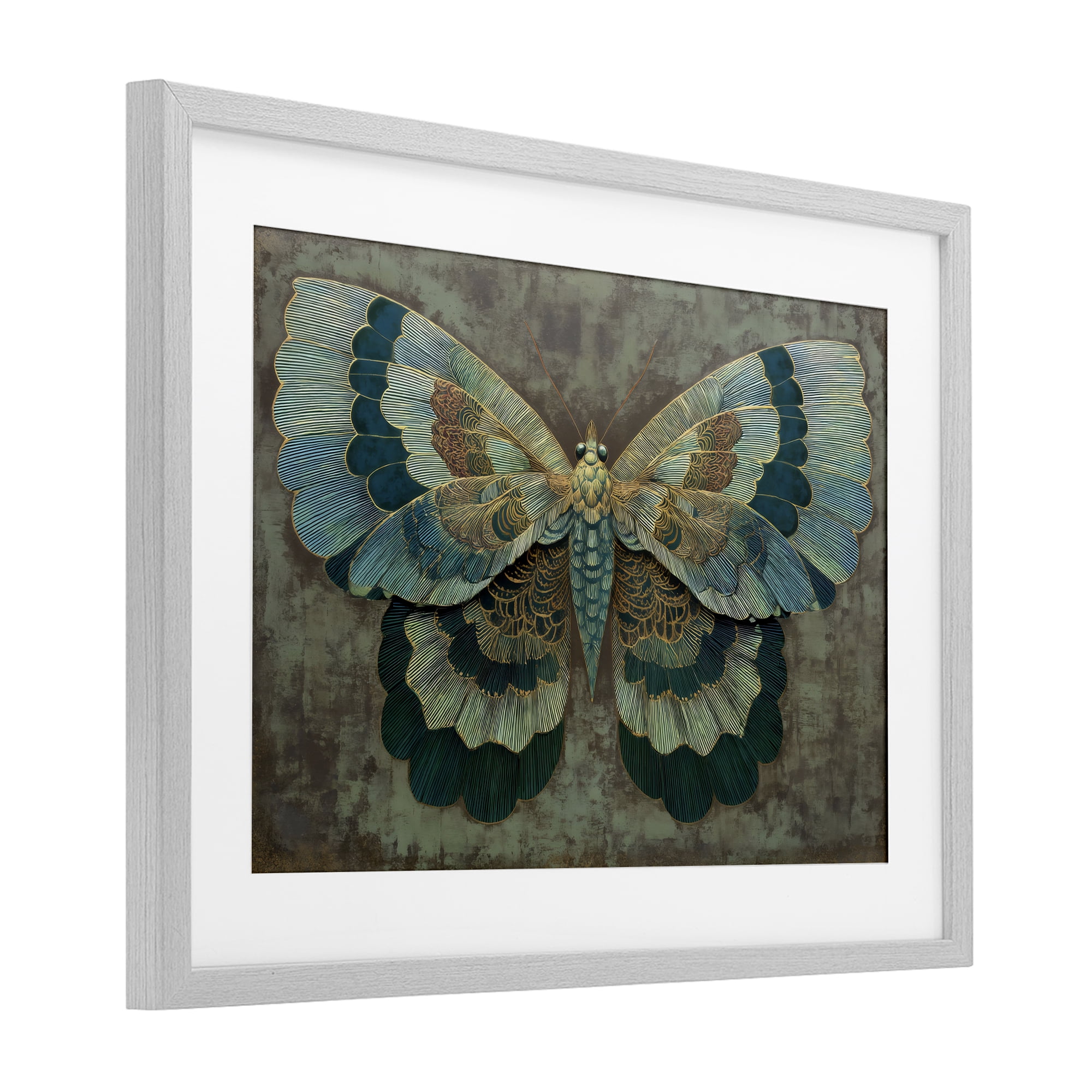 Stupell Industries Golden Jewel Butterfly Gray Framed Print Under Glass, design by Petal Prints Design