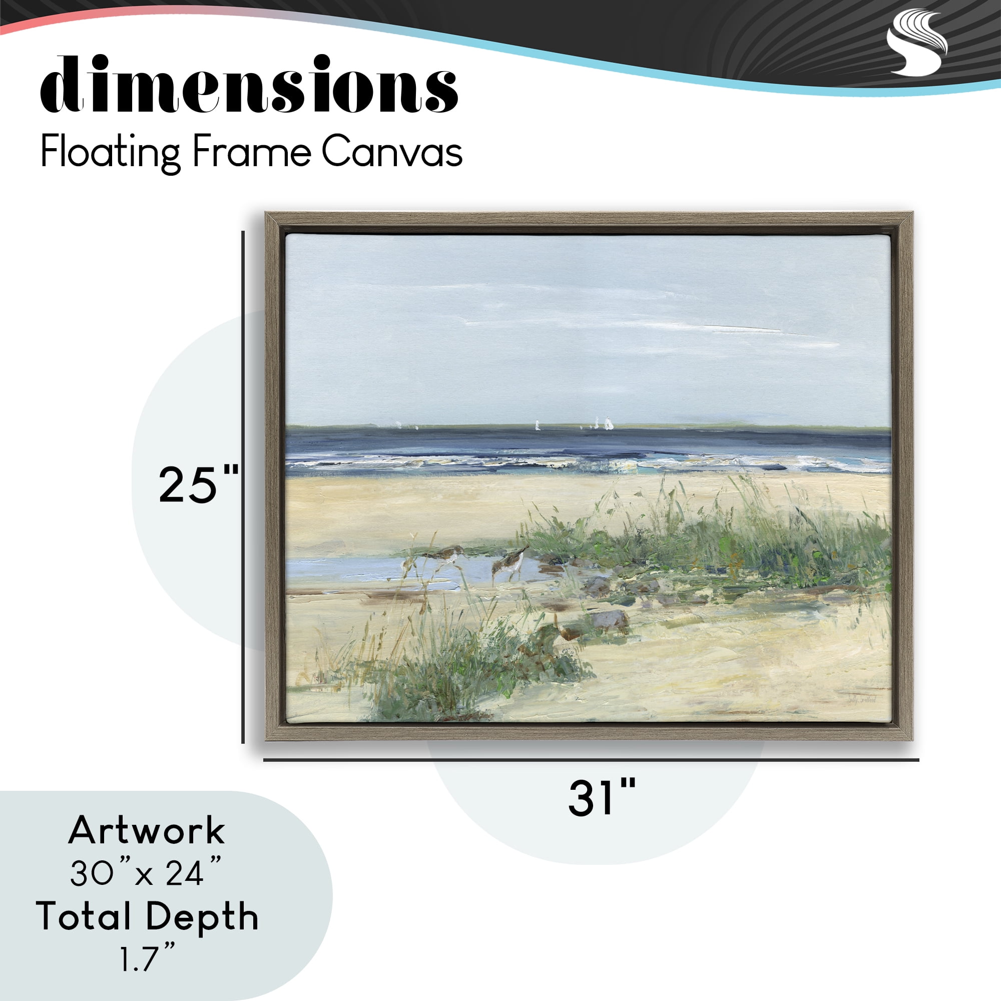 Stupell Industries Beach Marsh Sandpipers Brown Framed Floater Canvas Wall Art, design by Sally Swatland