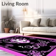 thumbnail image 2 of ODIKA 5'x7' Machine Washable Non-Slip Area Rug, Mystical Spirit Inspired with Floating Mask and Aura Motifs High Traffic Rug, Black, 700426, 2 of 7