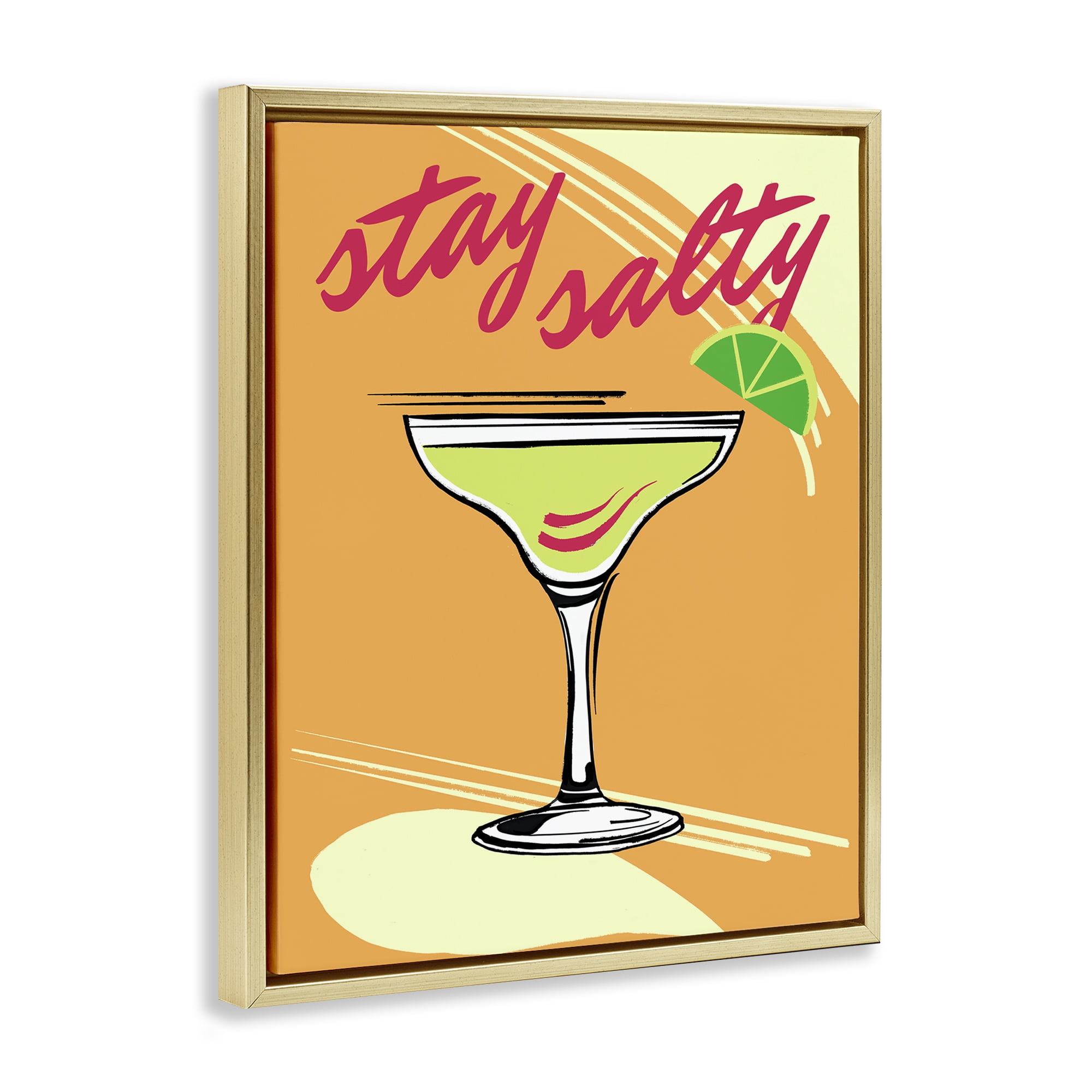 Stupell Industries Stay Salty Margarita Food & Beverage Painting Gold Floater Framed Canvas Art Print Wall Art, 25 x 31