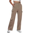 thumbnail image 2 of Kureaily Womens Cargo Sweatpants Wide Leg Fleece Lined Pants For Women Fall Winter Baggy High Waisted Joggers With Pockets Women's Wide Leg Pants, 2 of 4
