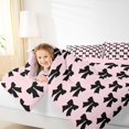 thumbnail image 6 of Manfei Princess Ribbon Teens Queen Comforter Set, Dreamy Fairy Tale Bow Bedding Sets, Pink Black Cartoon Reversible Bedding Comforter Set, Microfiber Bedroom Decor, 3 Pieces, 6 of 9