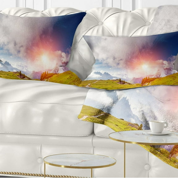 Designart 12" x 20" Blue Polyester Throw Pillow