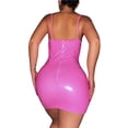 thumbnail image 3 of Fortune Women's Leather Mini Dress Sleeveless Solid Color Bodycon Zipper Club Dresses, 3 of 9